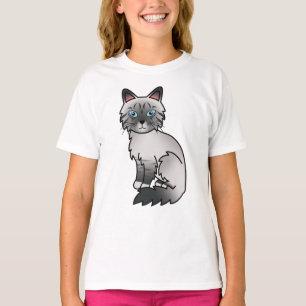 Blue Point Tabby Birman / Ragdoll Cute Cartoon Cat T-Shirt