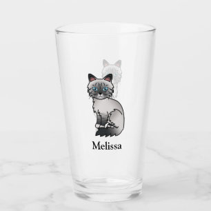 Blue Point Tabby Birman / Ragdoll Cute Cat & Name Glass