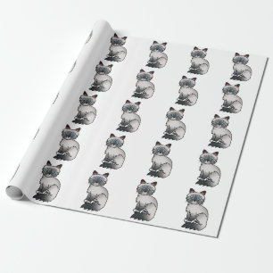 Blue Point Tabby Birman / Ragdoll Cute Cat Pattern Wrapping Paper