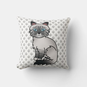 Blue Point Tabby Birman / Ragdoll Cute Cat & Paws Cushion