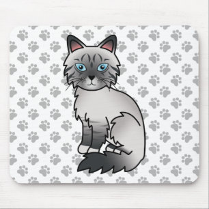 Blue Point Tabby Birman / Ragdoll Cute Cat & Paws Mouse Mat