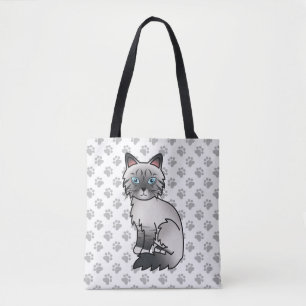 Blue Point Tabby Birman / Ragdoll Cute Cat & Paws Tote Bag