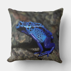 Blue Poison Dart Frog, Bright Blue Frog Cushion