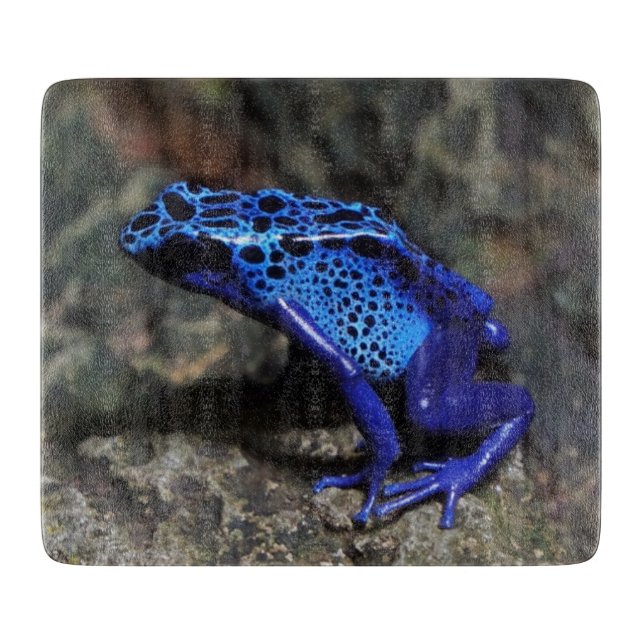 Blue Poison Dart Frog, Bright Blue Frog Cutting Board (Front)