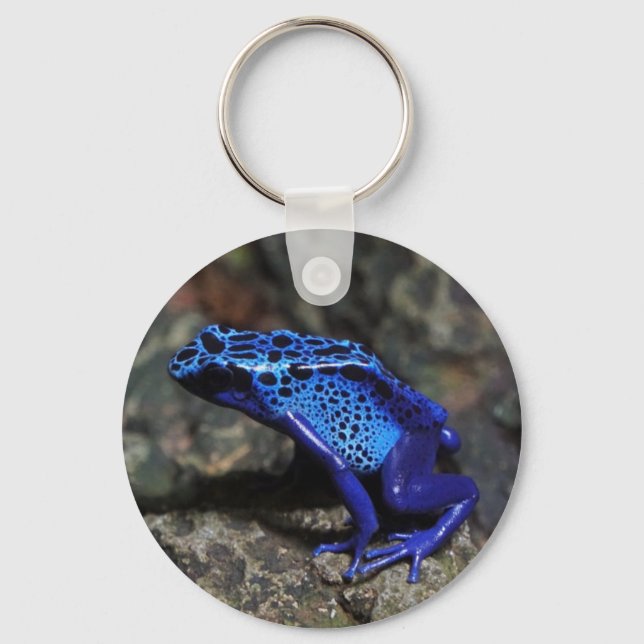 Blue Poison Dart Frog, Bright Blue Frog Key Ring (Front)