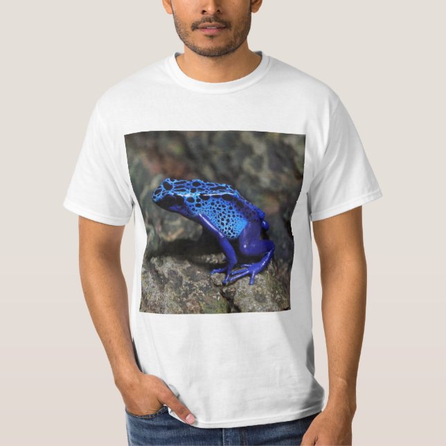 Blue Poison Dart Frog, Bright Blue Frog T-Shirt (Front)