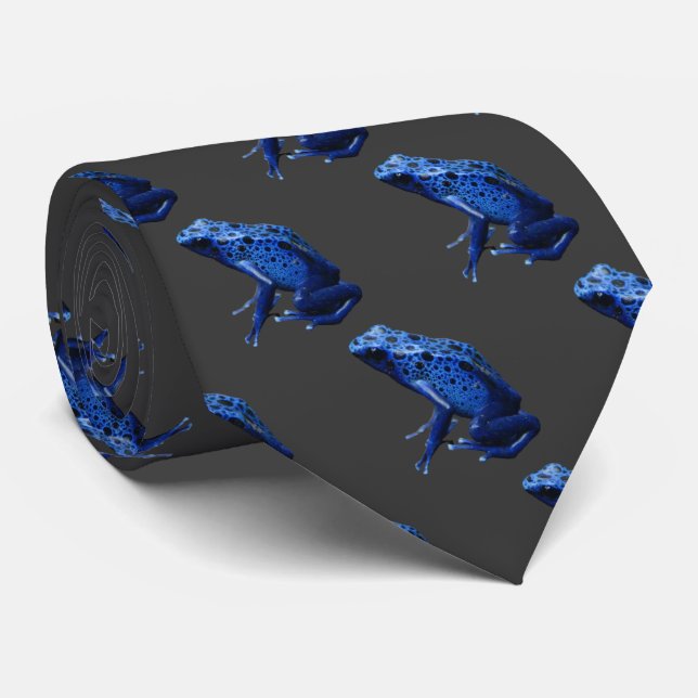 Blue Poison Dart Frog Neck Tie (Rolled)