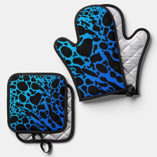 Blue Poison Dart Frog Oven Mitt & Pot Holder Set (Front/Back)