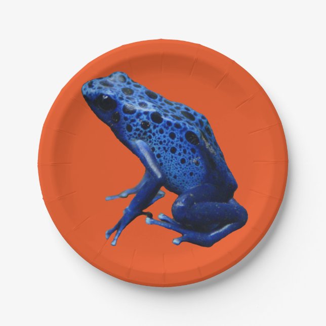 Blue Poison Dart Frog Paper Plate (Front)