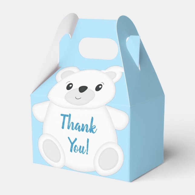 Blue Polar Bear Baby Shower Favour Box (Front Side)