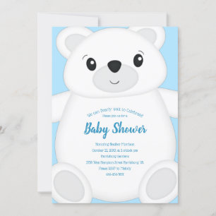 Blue Polar Bear Baby Shower Invitation