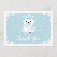 Blue Polar Bear Baby Shower Thank You
