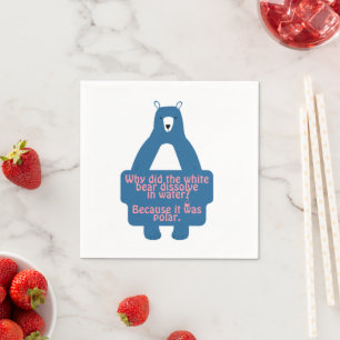 Blue Polar Bear Funny Chemistry Joke Napkin