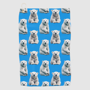 Blue Polar Bear Pattern Design Golf Towel