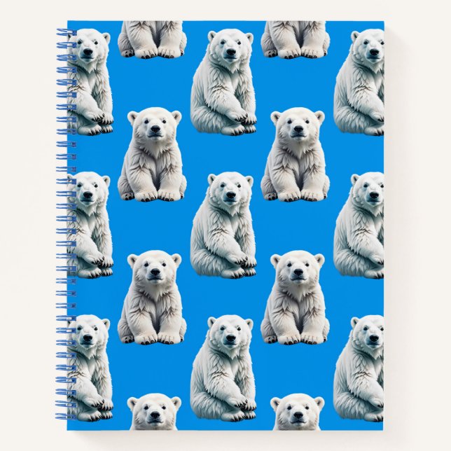 Blue Polar Bear Pattern Design  Notebook (Front)