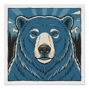 Blue Polar Bear Poster