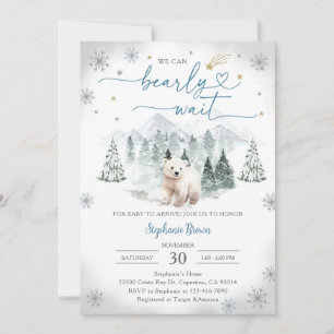 Blue Polar Bear Winter Baby Shower Invitation