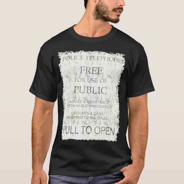 Blue Police Public Call Box - Explanations 2 T-Shirt (Front)