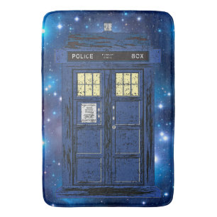 Blue Police Public Call Box - UK Time Travel 1 Bath Mat