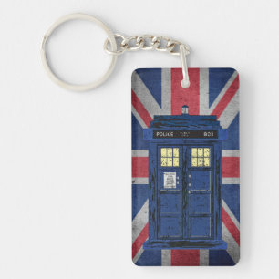 Blue Police Public Call Box - UK Time Travel 1 Key Ring