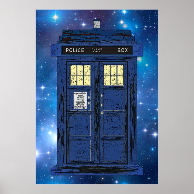 Blue Police Public Call Box - UK Time Travel 1 Poster (Front)