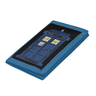 Blue Police Public Call Box - UK Time Travel 1 Trifold Wallet