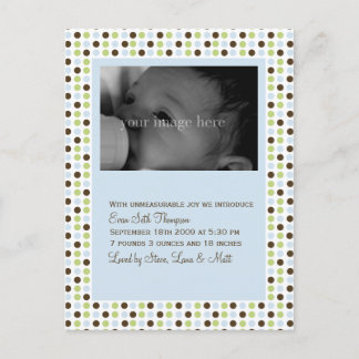 Blue Polka Dot Baby Announcement