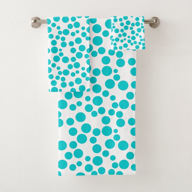 Blue polka dot  bath towel set (Insitu)