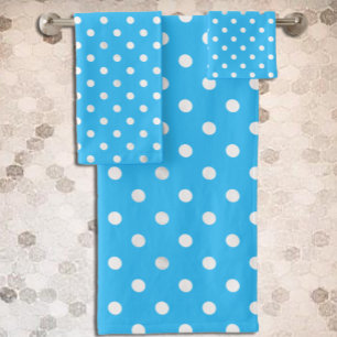 Blue Polka Dot Bath Towel Set