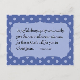 Blue Polka Dot Be Joyful Bible Verse Postcard