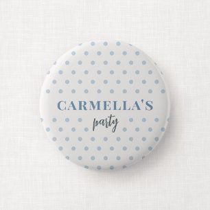 Blue Polka Dot Birthday Party Guest Button Favour