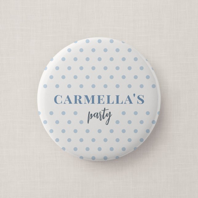 Blue Polka Dot Birthday Party Guest Button Favour (Blue Polka Dot - Birthday Party Button Badge)