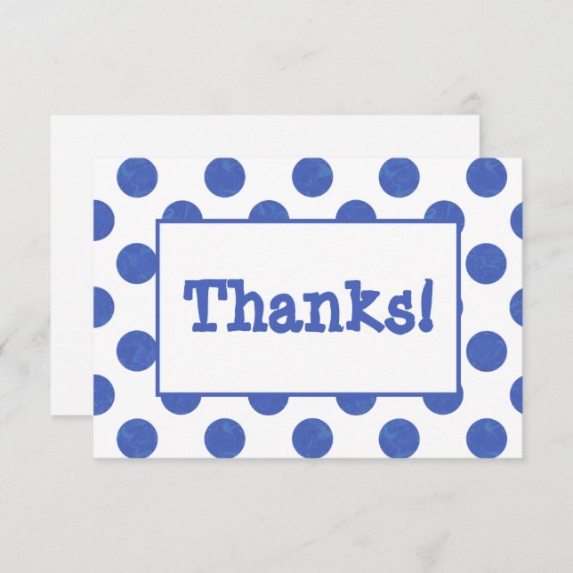 Blue Polka Dot Birthday Party Thank You Card (Front/Back)