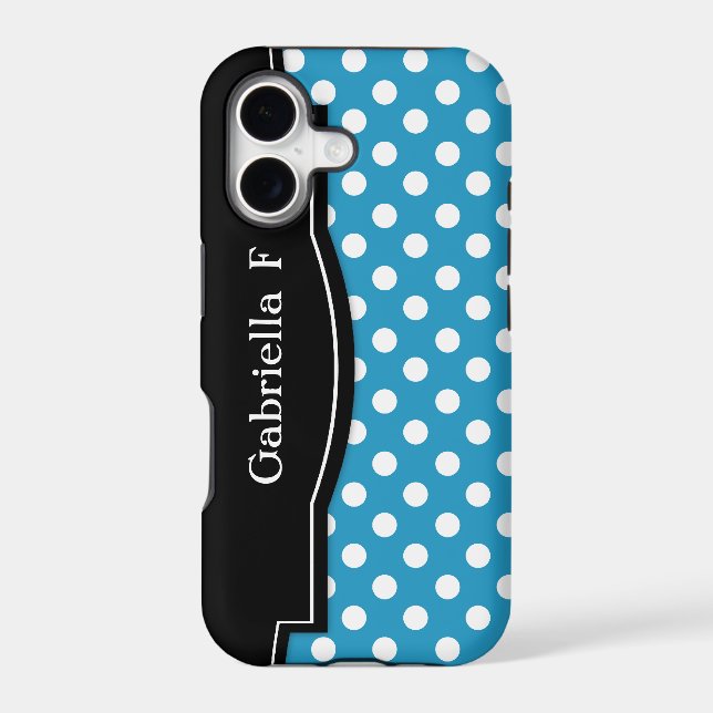 Blue Polka Dot Black Frame iPhone 5 case (Back)