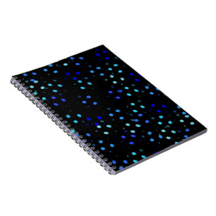 blue polka dot black galaxy Space Colourful Patter Notebook