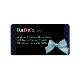 Blue Polka Dot & Bow Address Label