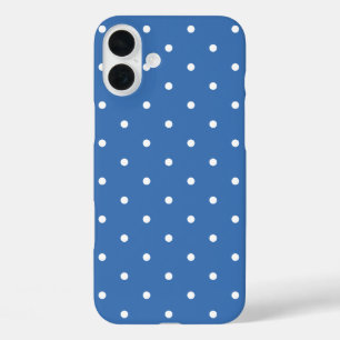 Blue polka dot iPhone 16 plus case