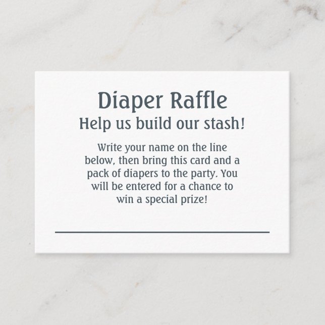 Blue Polka-Dot Diaper Raffle Instructions & Ticket Enclosure Card (Front)
