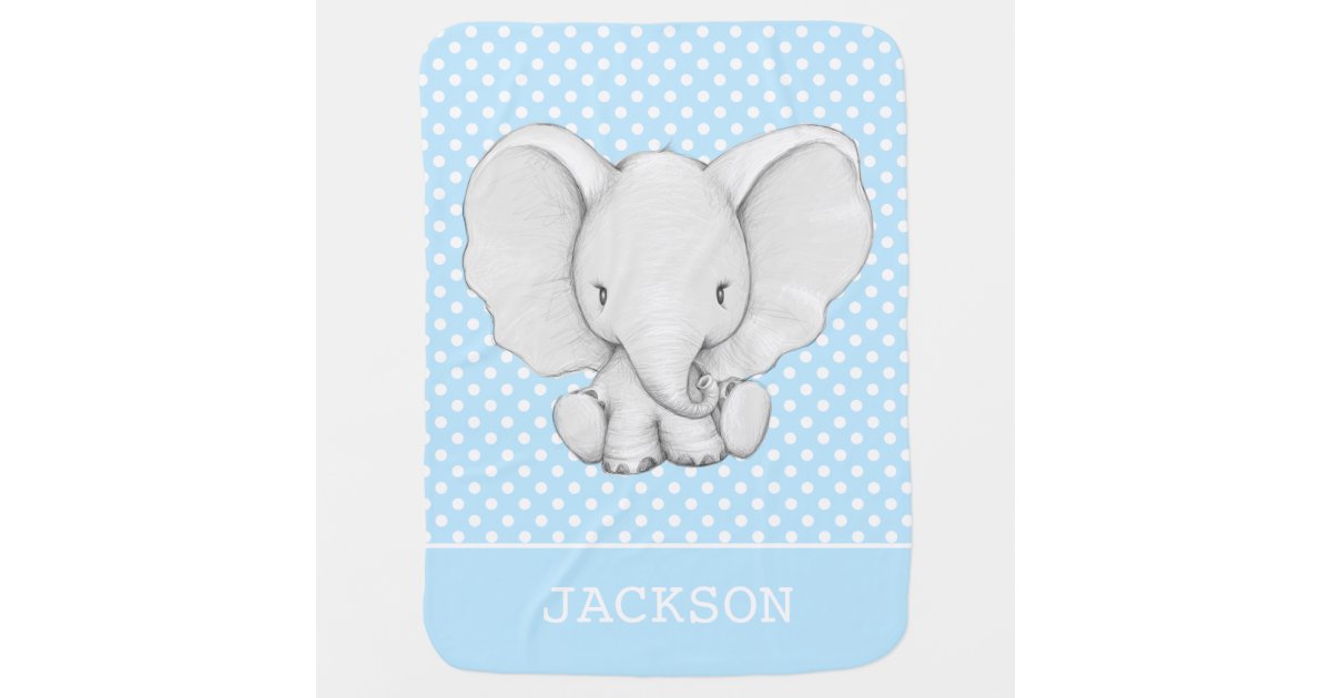 Blue Polka Dot Elephant Personalised Boy Baby Blanket | Zazzle.co.uk