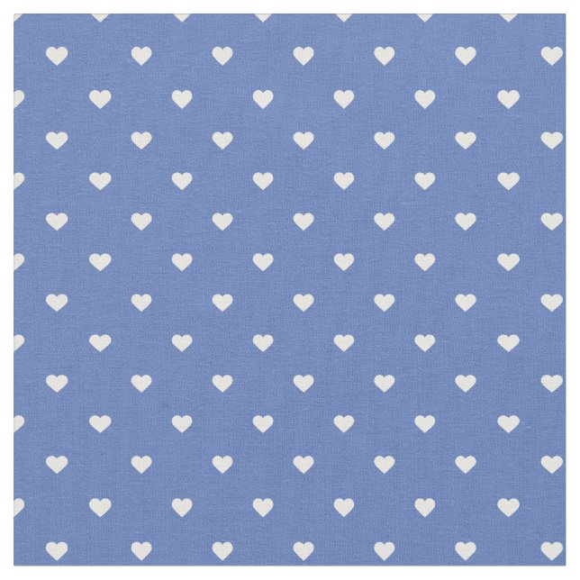 Blue Polka Dot Hearts Fabric (Close Up)