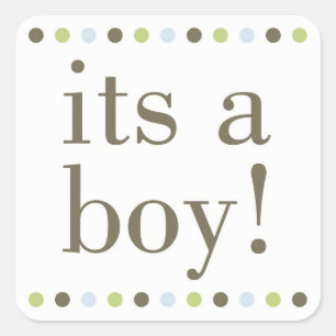 Blue Polka Dot Its a Boy Square Sticker