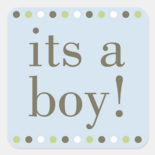 Blue Polka Dot Its a Boy Square Sticker