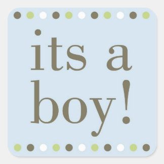 Blue Polka Dot Its a Boy Square Sticker
