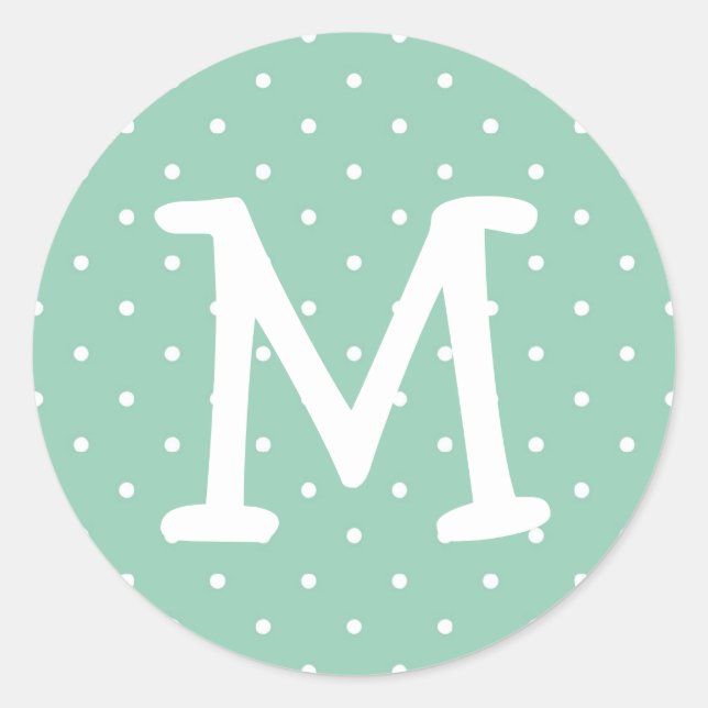 Blue polka dot kiddo monogram letter custom classic round sticker (Front)
