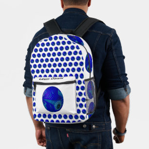 Blue Polka Dot Lawn Bowls,  Printed Backpack