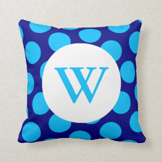 Blue Polka Dot Monogram Cushion