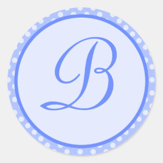 Blue Polka Dot Monogram Initial Sticker