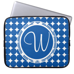 Blue Polka Dot Monogram Laptop Sleeve