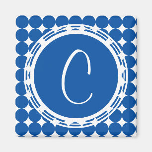 Blue Polka Dot Monogram Magnet