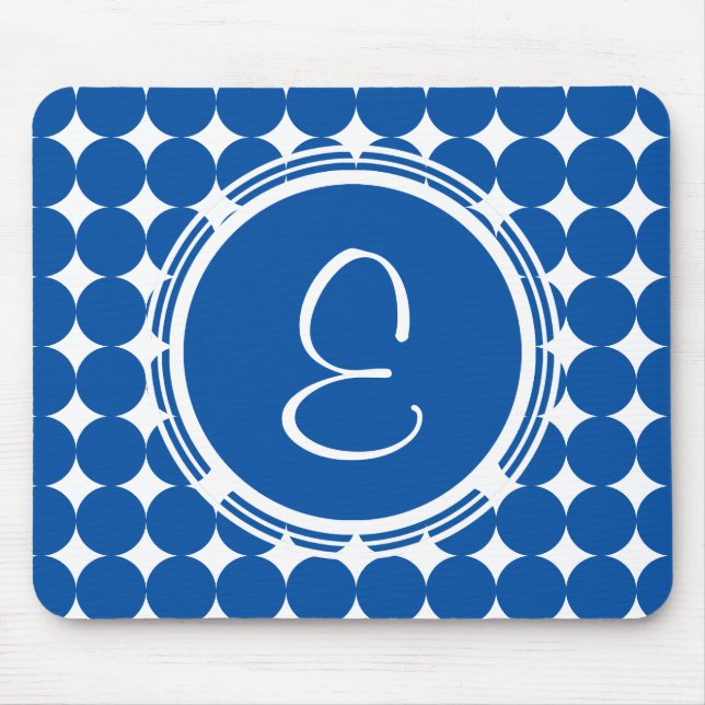 Blue Polka Dot Monogram Mouse Mat (Front)
